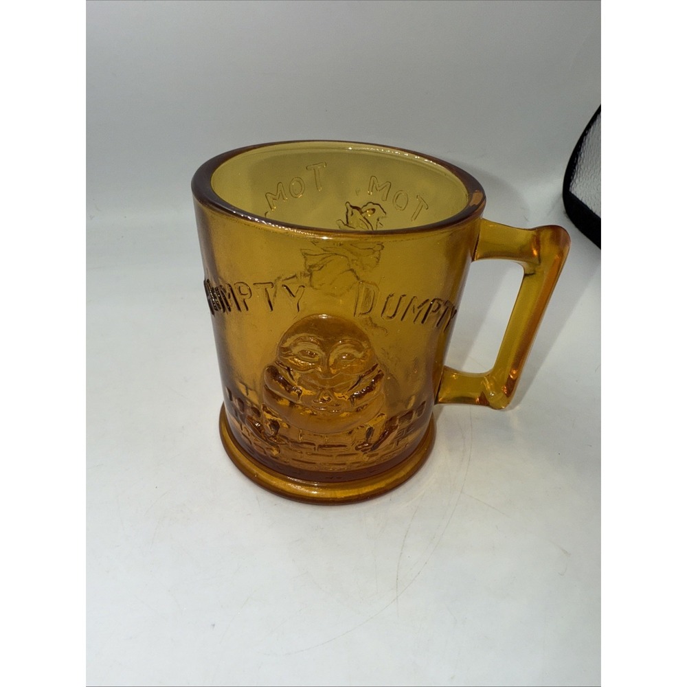 Vintage Amber Glass cup/mug HUMPTY DUMPTY / TOM TOM THE‎ PIPER'S SON